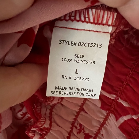 Sienna Sky Red & Pink V-Neck Crop Shirt - Picture 4 of 7